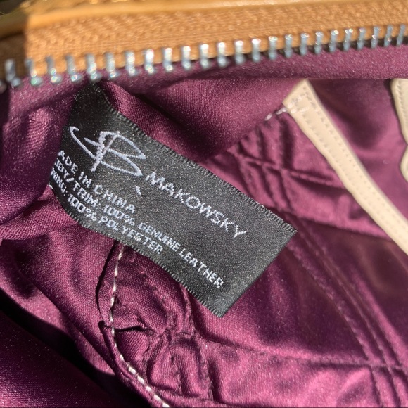 🤎 B Makowsky gorgeous leather satchel with dual toned hardware. 14” X 10 1/2” - Picture 7 of 8